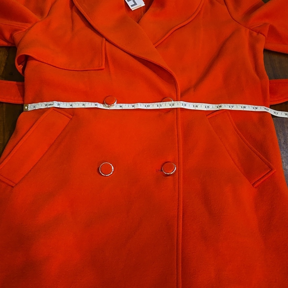 NWT LBV Double Faced Longline Coat In Flame Reddish Orange Size Large - Picture 9 of 14